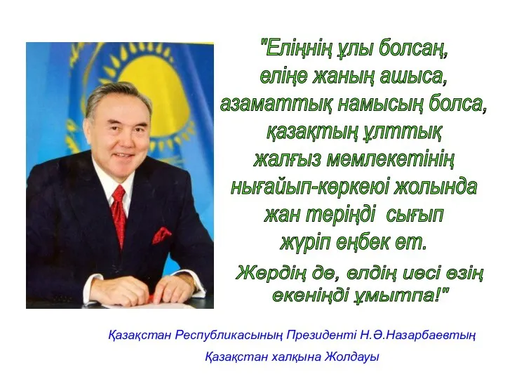 Қазақстан Республикасының Президенті Н.Ә.Назарбаевтың Қазақстан халқына Жолдауы