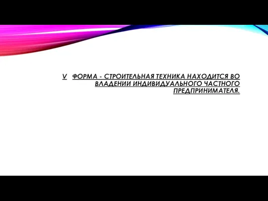 V ФОРМА - СТРОИТЕЛЬНАЯ ТЕХНИКА НАХОДИТСЯ ВО ВЛАДЕНИИ ИНДИВИДУАЛЬНОГО ЧАСТНОГО ПРЕДПРИНИМАТЕЛЯ.