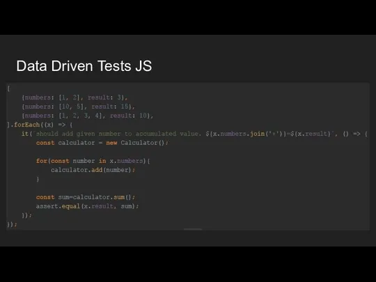 Data Driven Tests JS