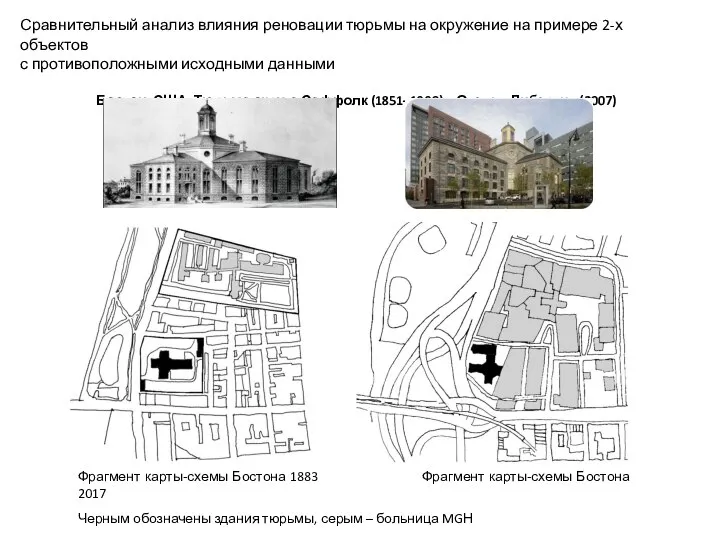 Сравнительный анализ влияния реновации тюрьмы на окружение на примере 2-х объектов