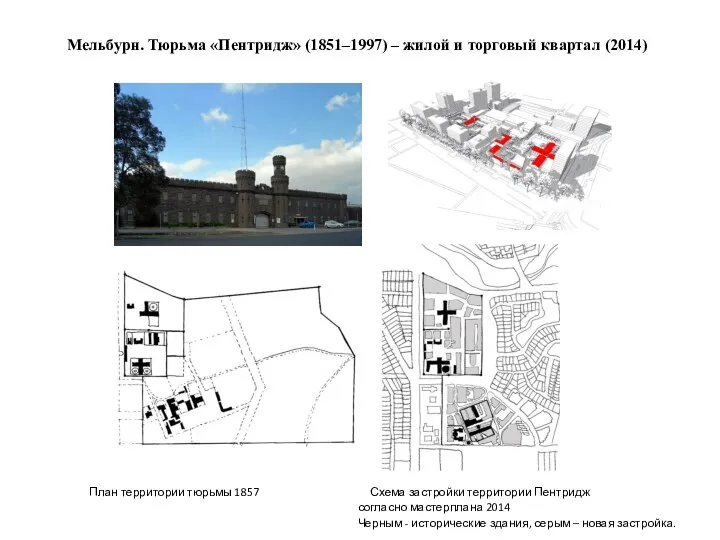 Мельбурн. Тюрьма «Пентридж» (1851–1997) – жилой и торговый квартал (2014) План