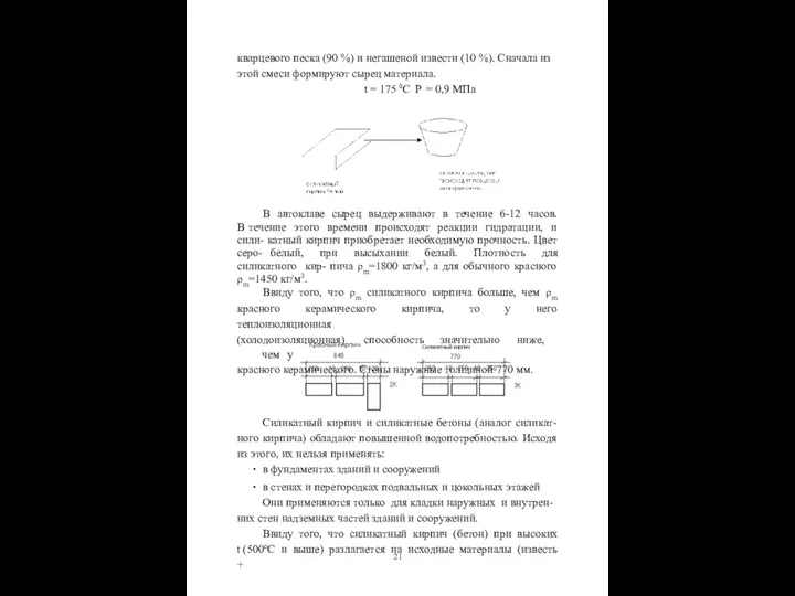 кварцевого песка (90 %) и негашеной извести (10 %). Сначала из