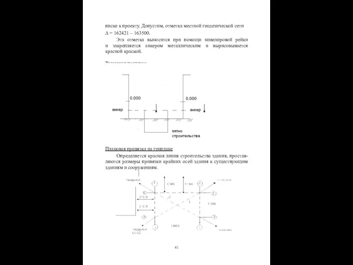 писке к проекту. Допустим, отметка местной геодезической сети ∆ = 162421