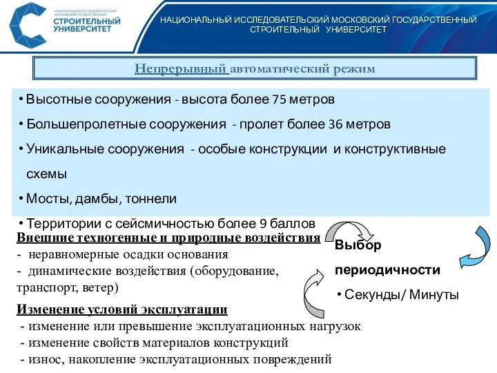 НАЦИОНАЛЬНЫЙ ИССЛЕДОВАТЕЛЬСКИЙ МОСКОВСКИЙ ГОСУДАРСТВЕННЫЙ СТРОИТЕЛЬНЫЙ УНИВЕРСИТЕТ Непрерывный автоматический режим Высотные сооружения