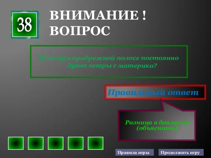 Почему в прибрежной полосе постоянно дуют ветры с материка? Правильный ответ