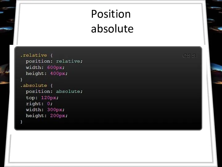 Position absolute