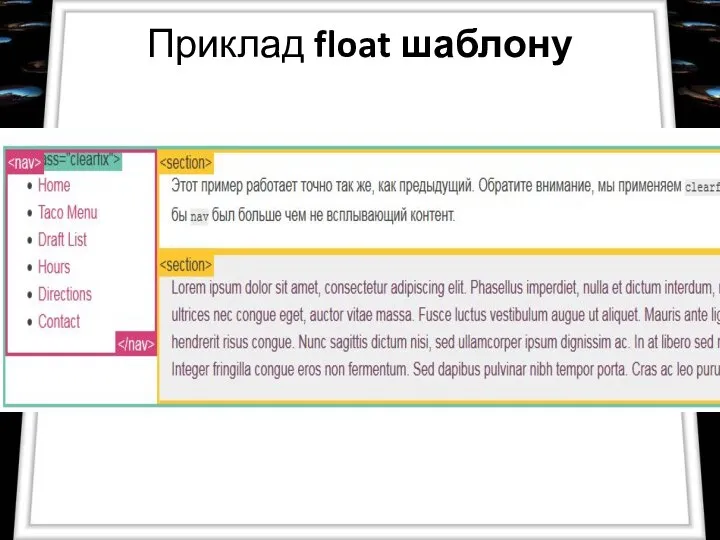 Приклад float шаблону