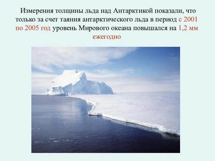 Измерения толщины льда над Антарктикой показали, что только за счет таяния