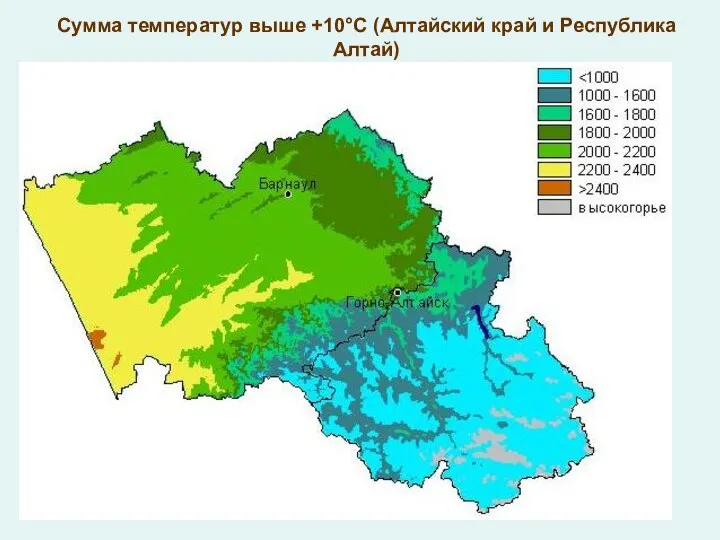 Сумма температур выше +10°С (Алтайский край и Республика Алтай)