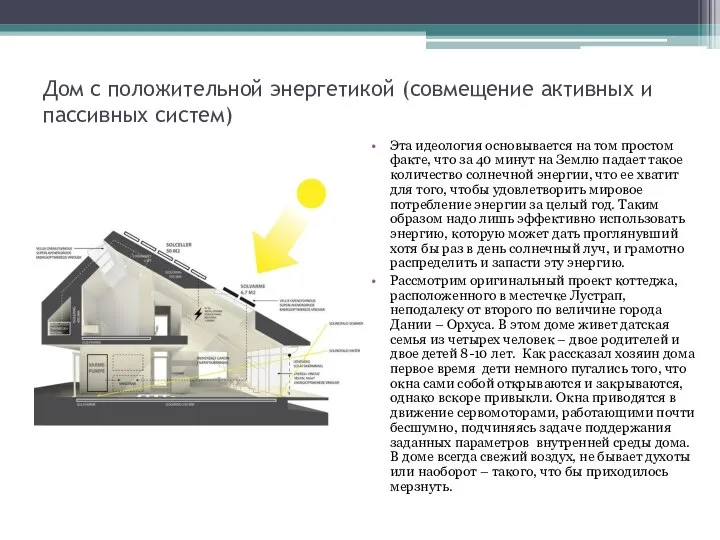 Дом с положительной энергетикой (совмещение активных и пассивных систем) Эта идеология