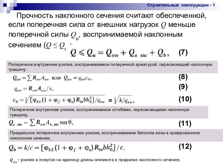 09/07/2023 Прочность наклонного сечения считают обеспеченной, если поперечная сила от внешних