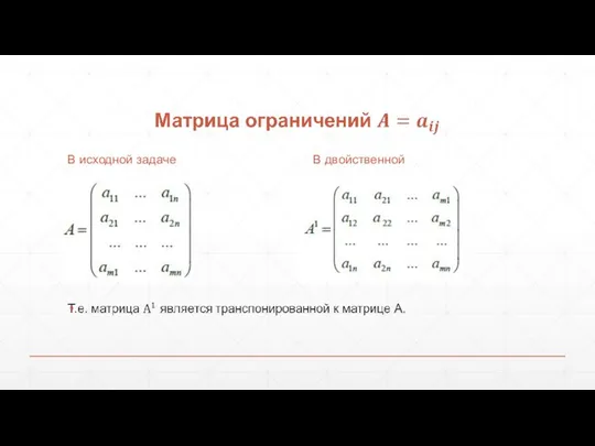 В исходной задаче В двойственной