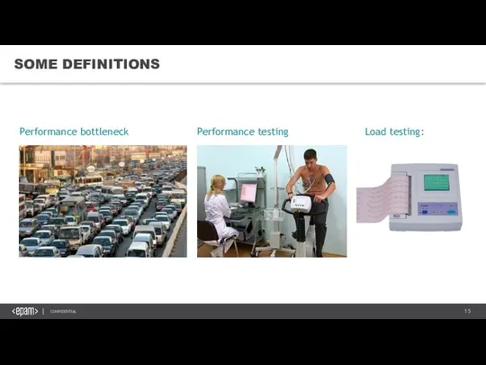 SOME DEFINITIONS Performance bottleneck Performance testing Load testing: