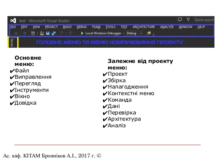 Ас. каф. КІТАМ Бронніков А.І., 2017 г. © Залежне від проекту