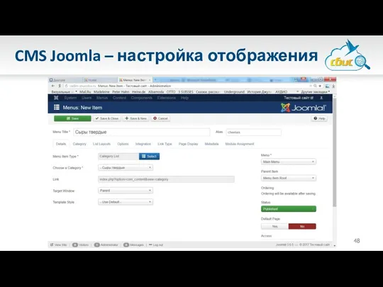 CMS Joomla – настройка отображения