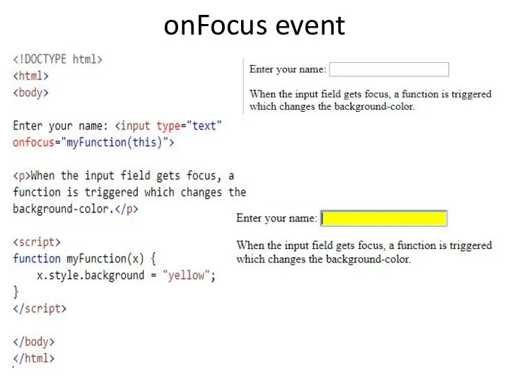 onFocus event