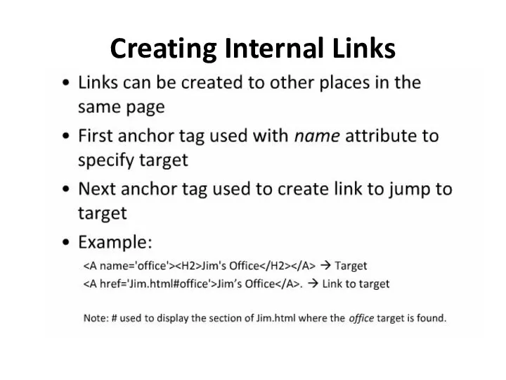 Creating Internal Links