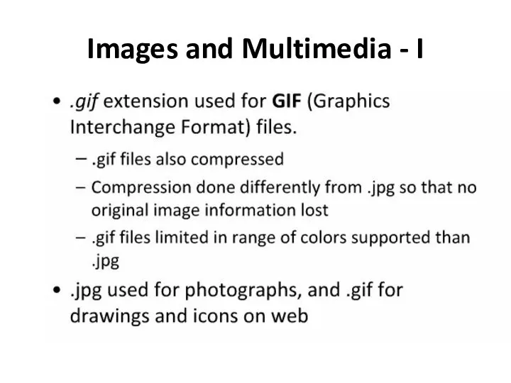 Images and Multimedia - I