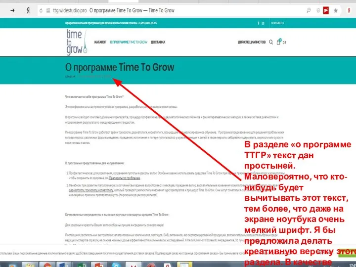 В разделе «о программе ТТГР» текст дан простыней. Маловероятно, что кто-нибудь