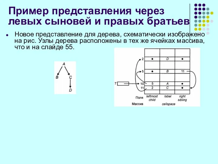 Пример представления через левых сыновей и правых братьев Новое представление для