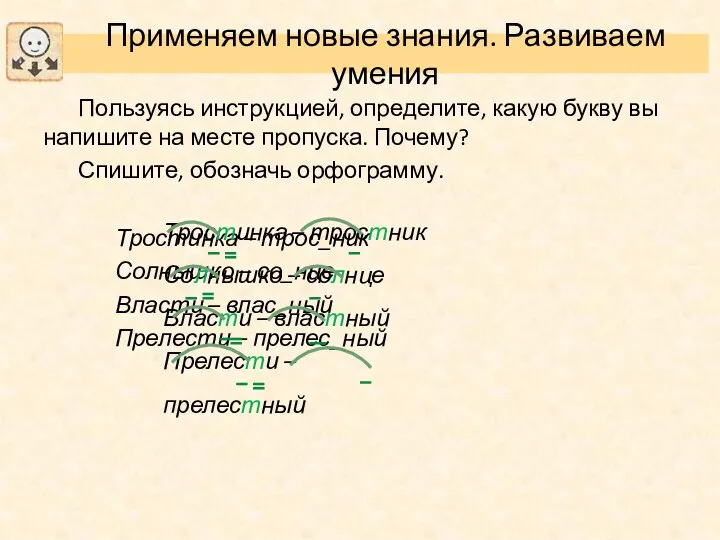 Пользуясь инструкцией, определите, какую букву вы напишите на месте пропуска. Почему?