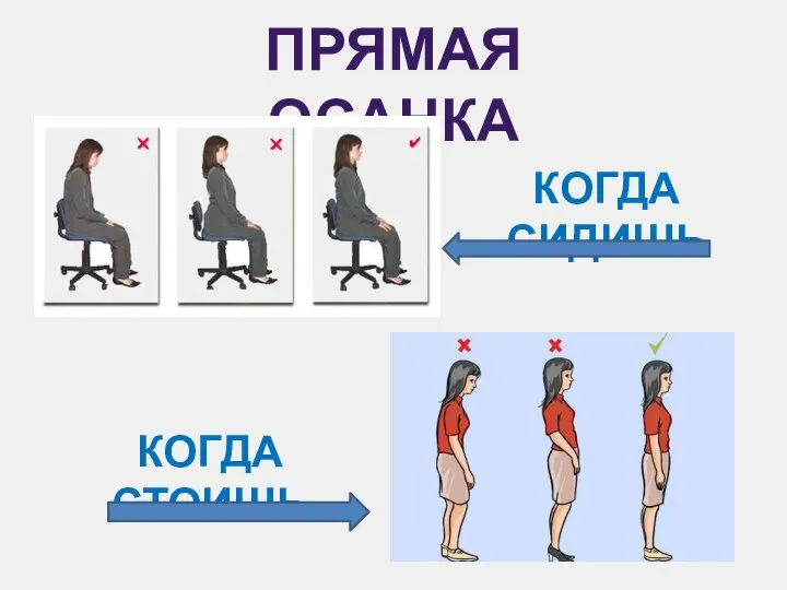 ПРЯМАЯ ОСАНКА КОГДА СТОИШЬ КОГДА СИДИШЬ