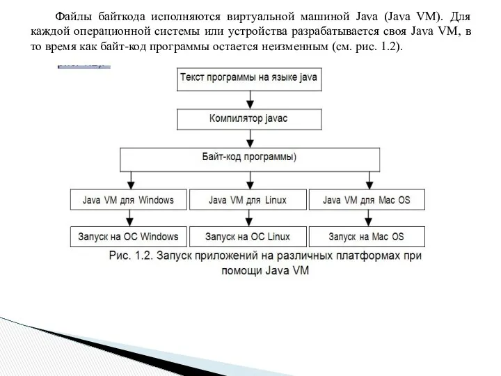 Файлы байткода исполняются виртуальной машиной Java (Java VM). Для каждой операционной