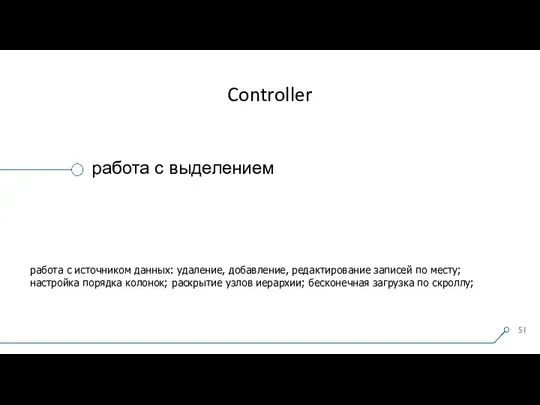 Controller работа с выделением работа с источником данных: удаление, добавление, редактирование