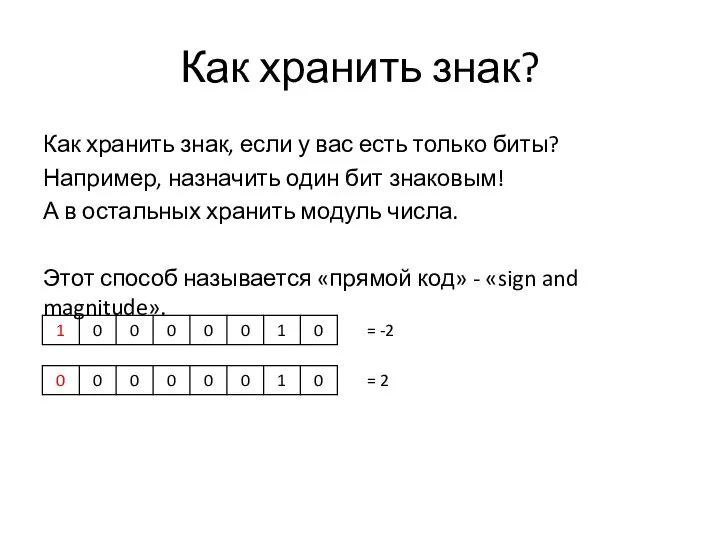 Как хранить знак? Как хранить знак, если у вас есть только