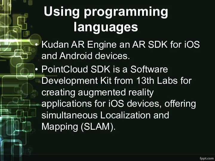 Using programming languages Kudan AR Engine an AR SDK for iOS