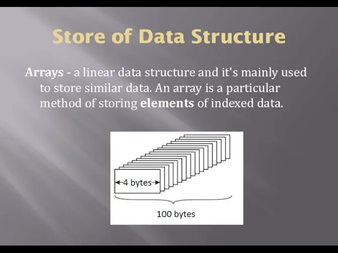 Store of Data Structure Arrays - a linear data structure and