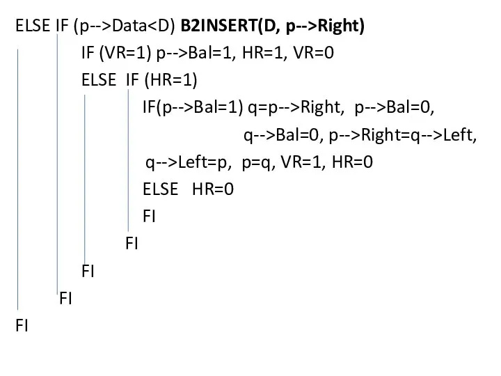 ELSE IF (p-->Data Right) IF (VR=1) p-->Bal=1, HR=1, VR=0 ELSE IF