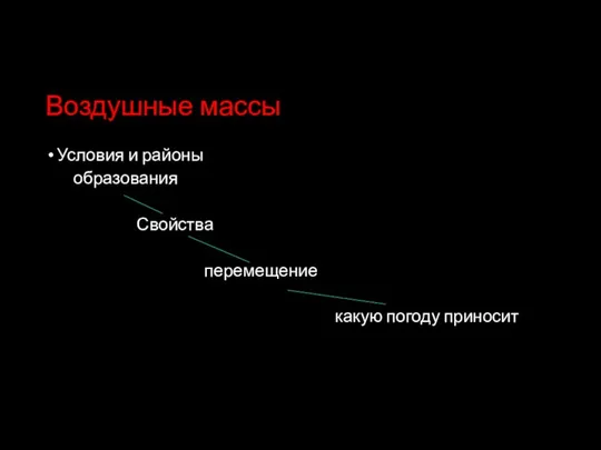 Воздушные массы Условия и районы образования Свойства перемещение какую погоду приносит