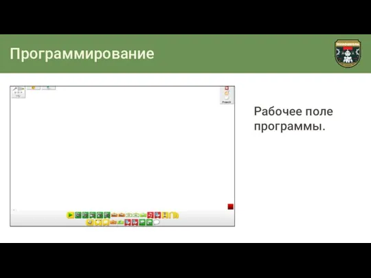 Программирование Рабочее поле программы.