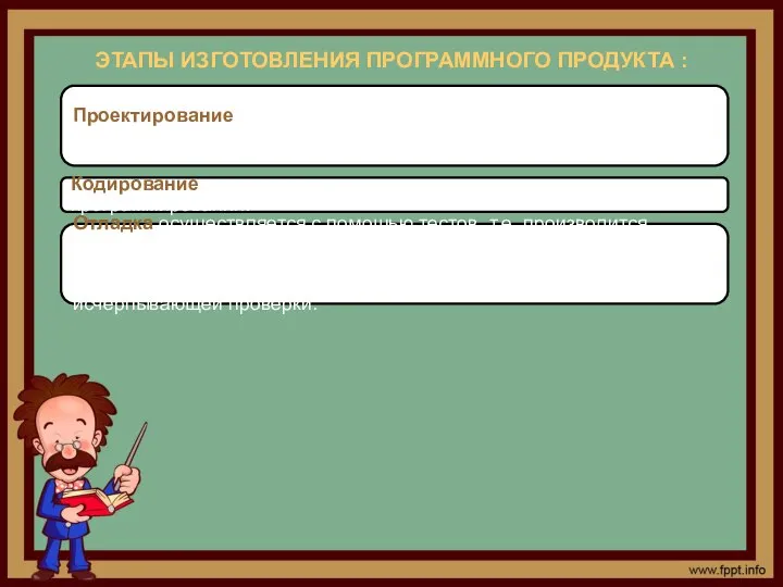 Проектирование заключается в разработке алгоритма будущей программы, например блок-схемы. Кодирование составление