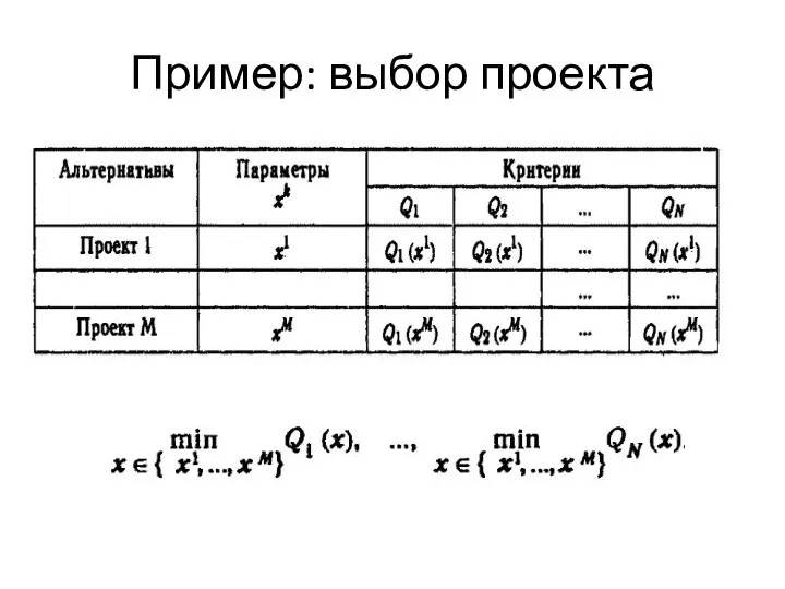 Пример: выбор проекта