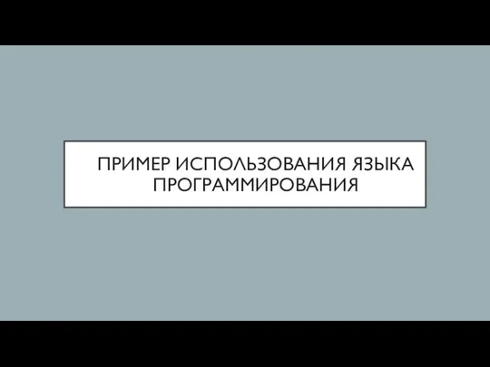 ПРИМЕР ИСПОЛЬЗОВАНИЯ ЯЗЫКА ПРОГРАММИРОВАНИЯ