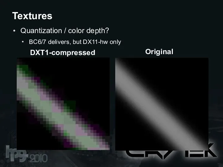 Quantization / color depth? BC6/7 delivers, but DX11-hw only Textures Original DXT1-compressed