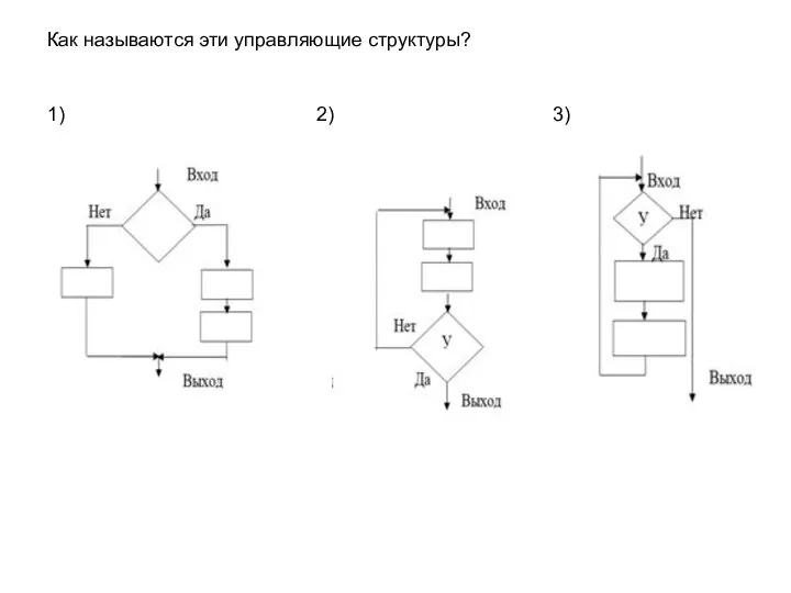 Как называются эти управляющие структуры? 1) 2) 3)