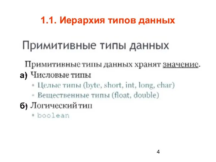 1.1. Иерархия типов данных а) б)