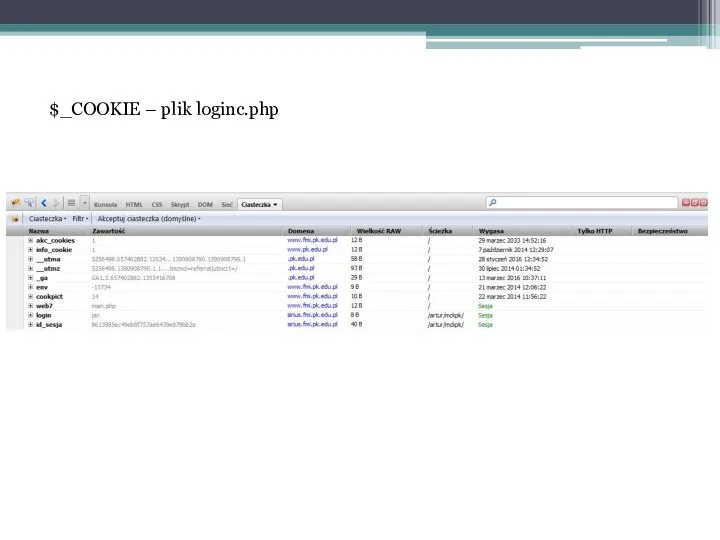 $_COOKIE – plik loginc.php