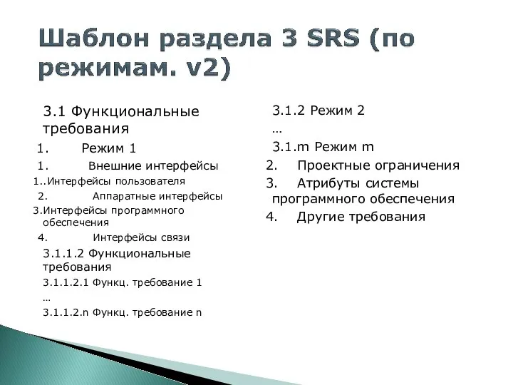 3.1 Функциональные требования Режим 1 Внешние интерфейсы .Интерфейсы пользователя Аппаратные интерфейсы