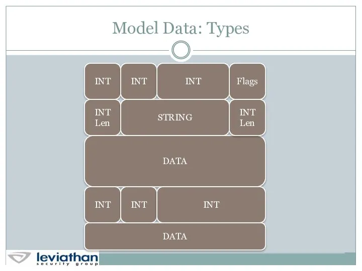 Model Data: Types INT INT INT Flags INT Len STRING DATA