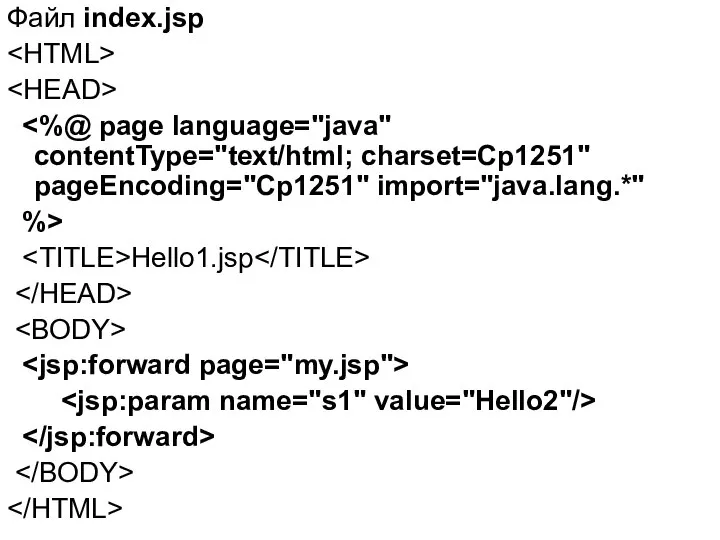 Файл index.jsp %> Hello1.jsp