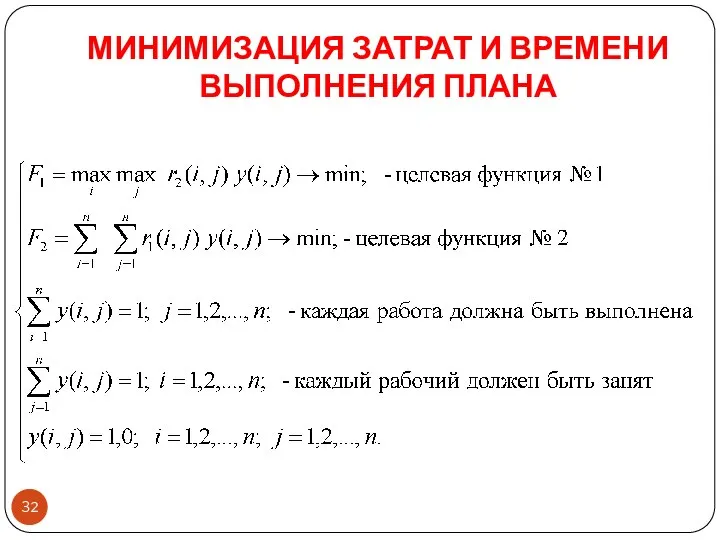 МИНИМИЗАЦИЯ ЗАТРАТ И ВРЕМЕНИ ВЫПОЛНЕНИЯ ПЛАНА