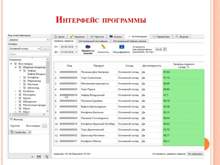 Интерфейс программы