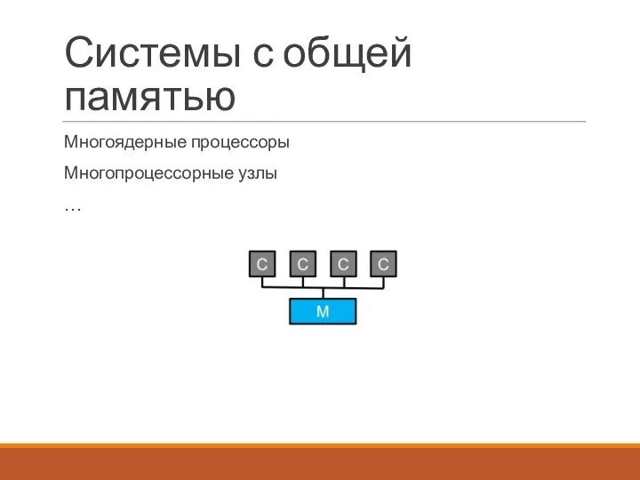 Системы с общей памятью Многоядерные процессоры Многопроцессорные узлы …