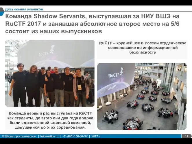 Команда Shadow Servants, выступавшая за НИУ ВШЭ на RuCTF 2017 и