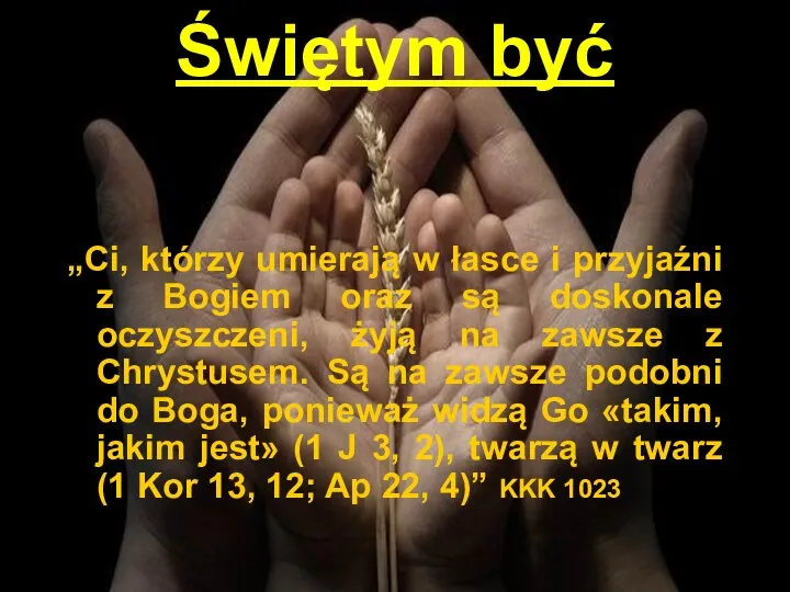 Świętym być „Ci, którzy umierają w łasce i przyjaźni z Bogiem