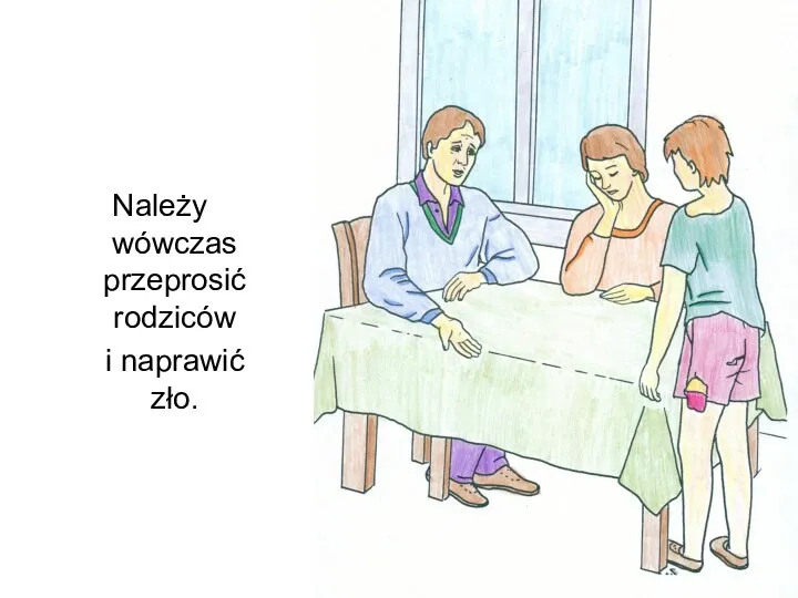 Należy wówczas przeprosić rodziców i naprawić zło.